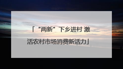 “两新”下乡进村 激活农村市场消费新活力