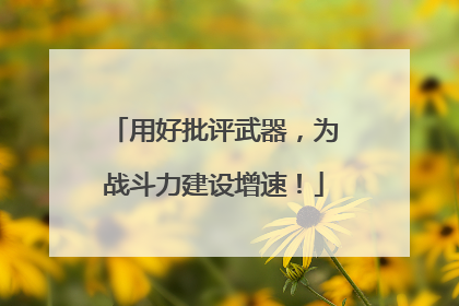 用好批评武器，为战斗力建设增速！