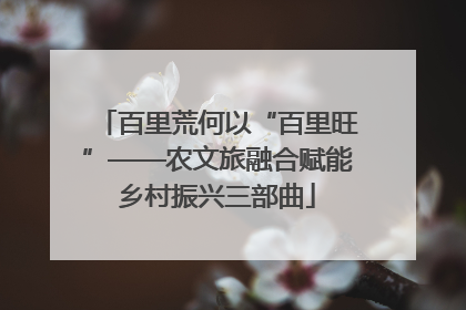 百里荒何以“百里旺”——农文旅融合赋能乡村振兴三部曲