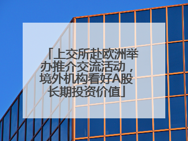 上交所赴欧洲举办推介交流活动，境外机构看好A股长期投资价值