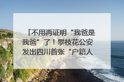 不用再证明“我爸是我爸”了！攀枝花公安发出四川首张“户籍人口直系亲属关系谱”