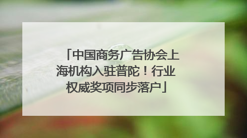 中国商务广告协会上海机构入驻普陀！行业权威奖项同步落户