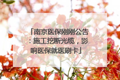 南京医保刚刚公告：施工挖断光缆，影响医保就医刷卡