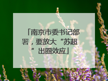 南京市委书记部署，要放大“苏超”出圈效应