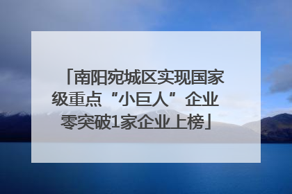 南阳宛城区实现国家级重点“小巨人”企业零突破1家企业上榜