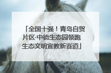 全国十强！青岛自贸片区·中德生态园领跑生态文明宣教新赛道