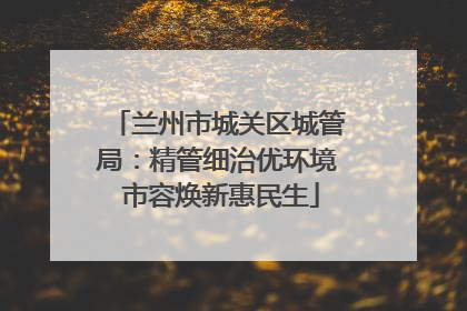 兰州市城关区城管局：精管细治优环境 市容焕新惠民生