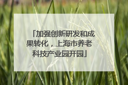 加强创新研发和成果转化，上海市养老科技产业园开园