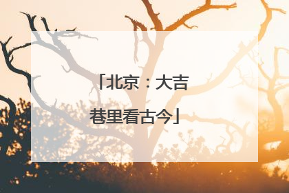 北京：大吉巷里看古今