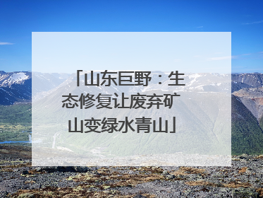 山东巨野：生态修复让废弃矿山变绿水青山