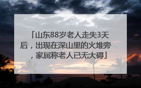 山东88岁老人走失3天后,出现在深山里的火堆旁,家属称老人已无大碍