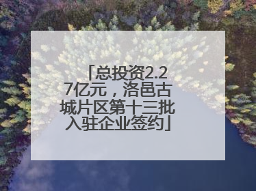 总投资2.27亿元，洛邑古城片区第十三批入驻企业签约