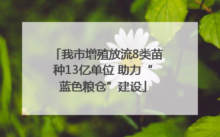 我市增殖放流8类苗种13亿单位 助力“蓝色粮仓”建设