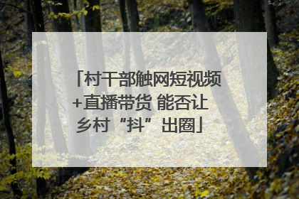 村干部触网短视频+直播带货 能否让乡村“抖”出圈