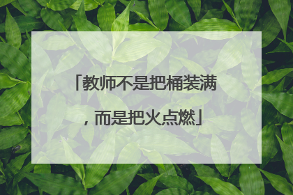 教师不是把桶装满，而是把火点燃