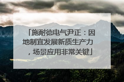施耐德电气尹正：因地制宜发展新质生产力，场景应用非常关键