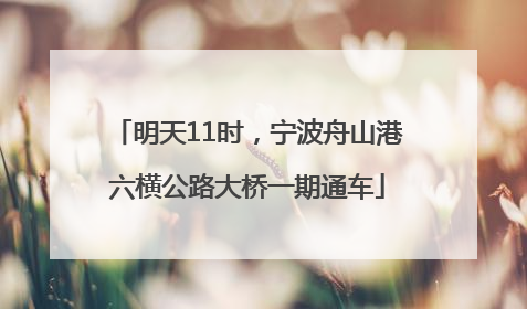 明天11时，宁波舟山港六横公路大桥一期通车