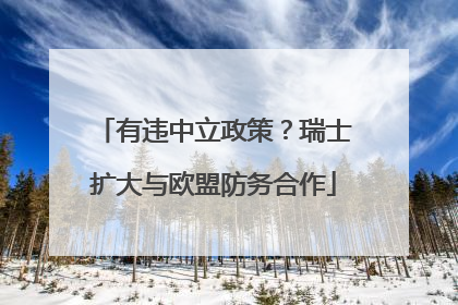 有违中立政策？瑞士扩大与欧盟防务合作