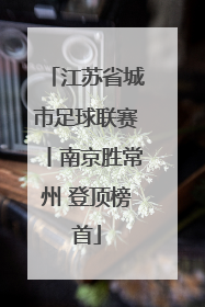 江苏省城市足球联赛丨南京胜常州 登顶榜首