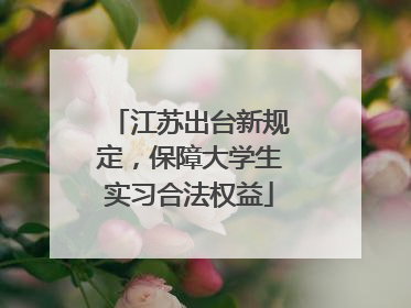 江苏出台新规定，保障大学生实习合法权益