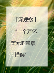 深观察丨“一个万亿美元的愚蠢错误”