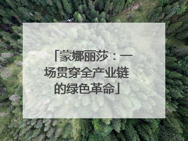 蒙娜丽莎：一场贯穿全产业链的绿色革命