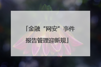 金融“网安”事件报告管理迎新规