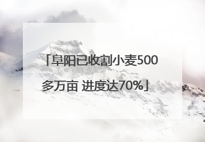 阜阳已收割小麦500多万亩 进度达70%
