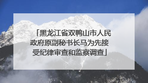 黑龙江省双鸭山市人民政府原副秘书长马为先接受纪律审查和监察调查