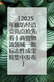 2025年廊坊经洽会亮点抢先看丨商贸物流领域一批标志性成果将集中发布