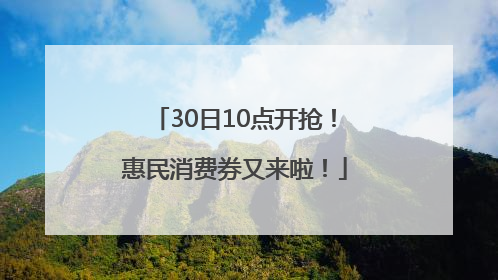 30日10点开抢！惠民消费券又来啦！